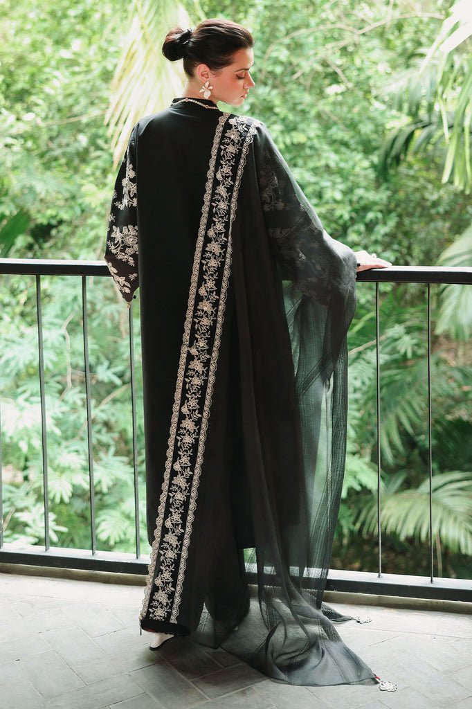 Cross Stitch | Eid Lawn Edit 26 | OBSIDIAN BLOOM-Brand:Cross Stitch-Type:Ladies Clothes-Black-Lawn-House of Maryam- Buy in UK, USA