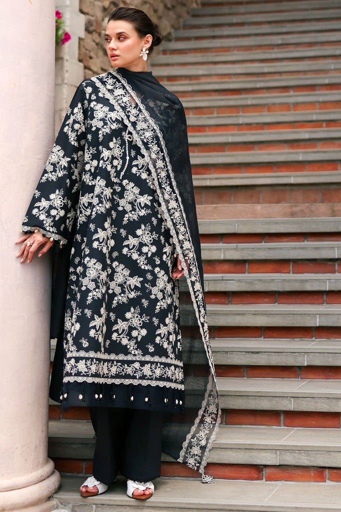 Cross Stitch | Eid Lawn Edit 26 | OBSIDIAN BLOOM-Brand:Cross Stitch-Type:Ladies Clothes-Black-Lawn-House of Maryam- Buy in UK, USA