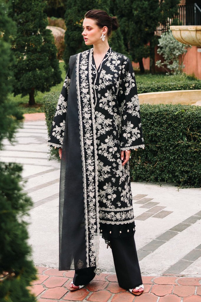 Cross Stitch | Eid Lawn Edit 26 | OBSIDIAN BLOOM-Brand:Cross Stitch-Type:Ladies Clothes-Black-Lawn-House of Maryam- Buy in UK, USA