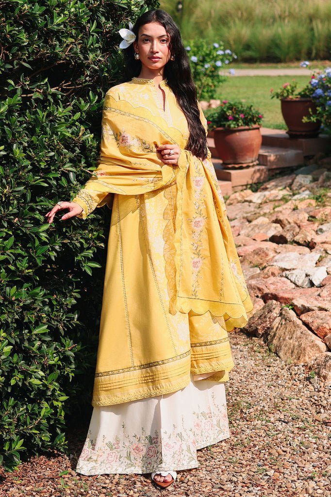 Cross Stitch | Eid Lawn Edit 26 | PETAL DRAPES-Brand:Cross Stitch-Type:Ladies Clothes-Golden-Lawn-House of Maryam- Buy in UK, USA