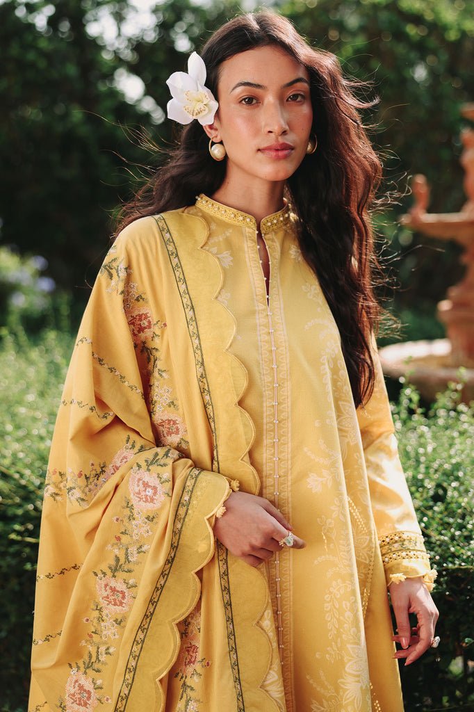 Cross Stitch | Eid Lawn Edit 26 | PETAL DRAPES-Brand:Cross Stitch-Type:Ladies Clothes-Golden-Lawn-House of Maryam- Buy in UK, USA