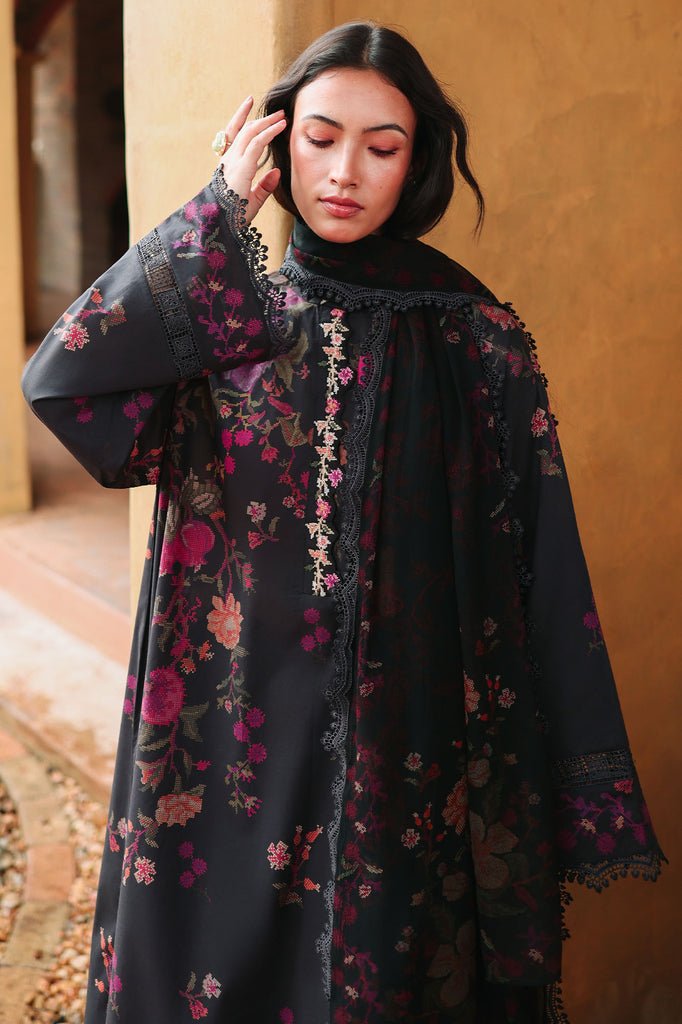 Cross Stitch | Eid Lawn Edit 26 | SHADOW GRACE-Brand:Cross Stitch-Type:Ladies Clothes-Black-Lawn-House of Maryam- Buy in UK, USA