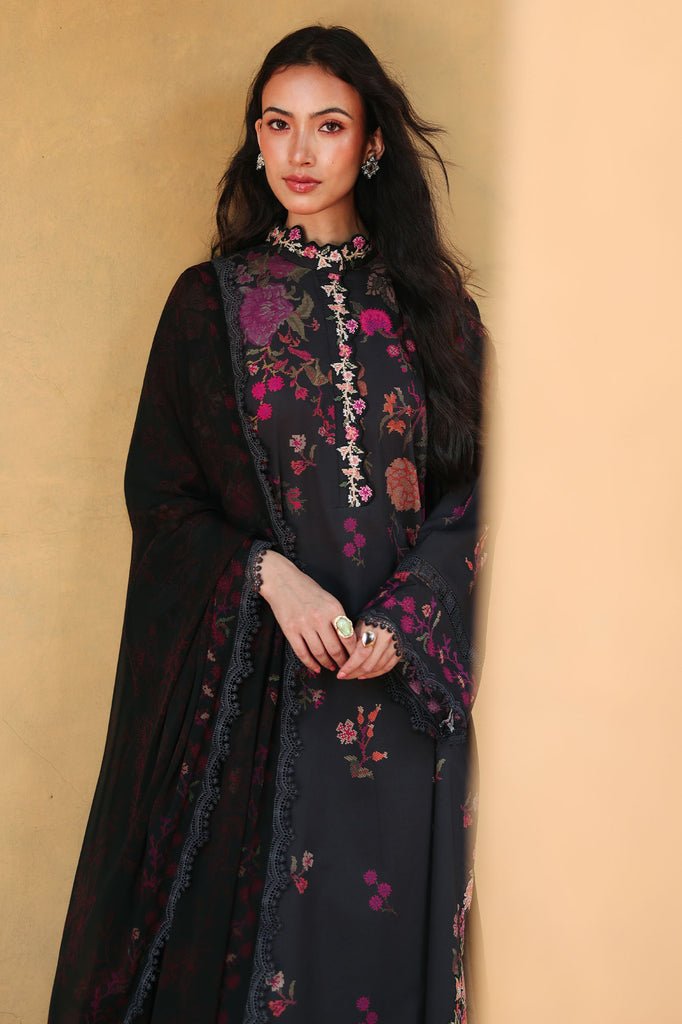Cross Stitch | Eid Lawn Edit 26 | SHADOW GRACE-Brand:Cross Stitch-Type:Ladies Clothes-Black-Lawn-House of Maryam- Buy in UK, USA