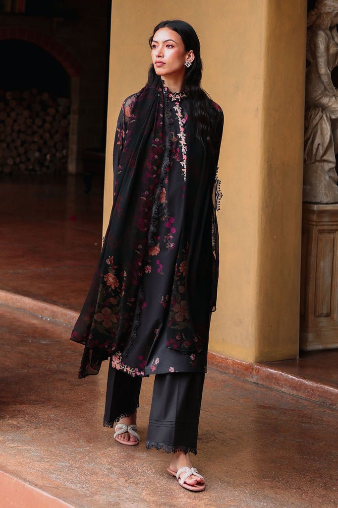 Cross Stitch | Eid Lawn Edit 26 | SHADOW GRACE-Brand:Cross Stitch-Type:Ladies Clothes-Black-Lawn-House of Maryam- Buy in UK, USA