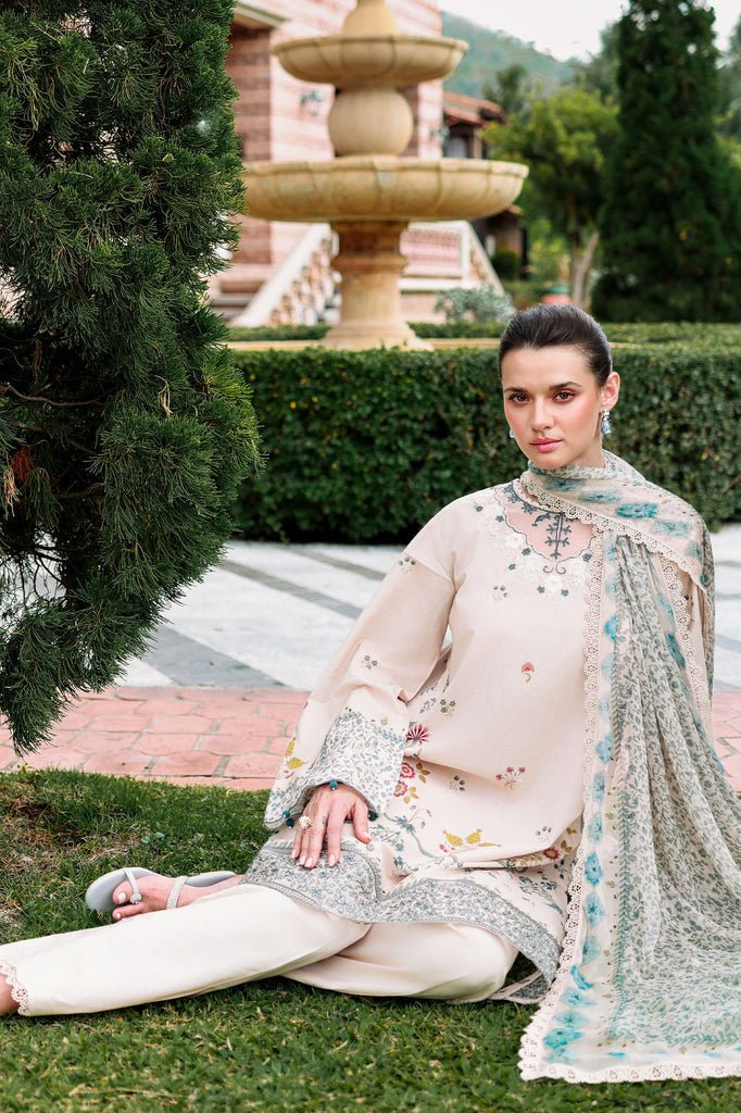 Cross Stitch | Eid Lawn Edit 26 | SUBTLE BEIGE-Brand:Cross Stitch-Type:Ladies Clothes-Ivory-Lawn-House of Maryam- Buy in UK, USA