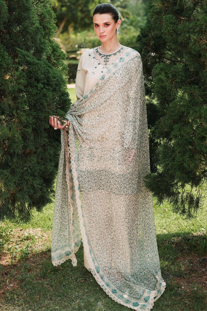Cross Stitch | Eid Lawn Edit 26 | SUBTLE BEIGE-Brand:Cross Stitch-Type:Ladies Clothes-Ivory-Lawn-House of Maryam- Buy in UK, USA