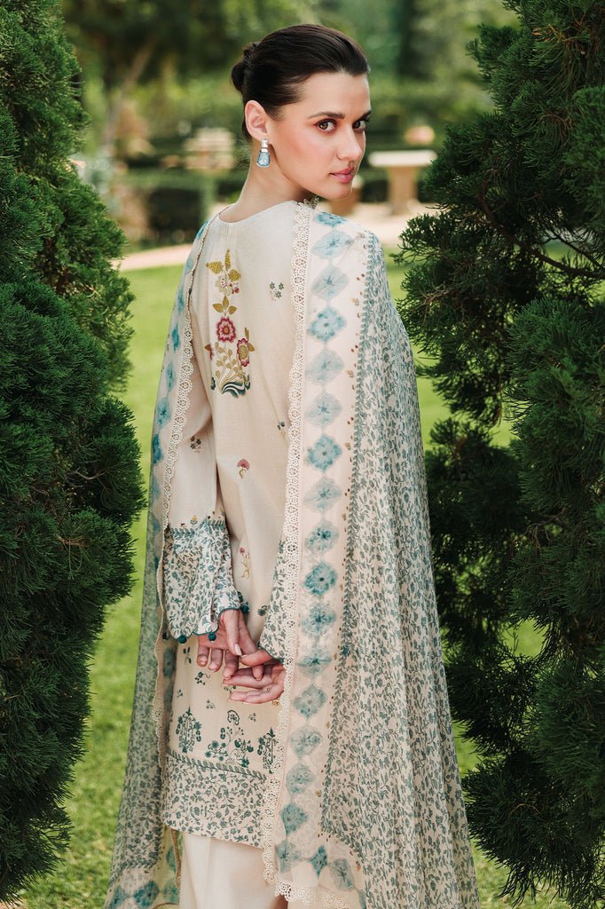 Cross Stitch | Eid Lawn Edit 26 | SUBTLE BEIGE-Brand:Cross Stitch-Type:Ladies Clothes-Ivory-Lawn-House of Maryam- Buy in UK, USA