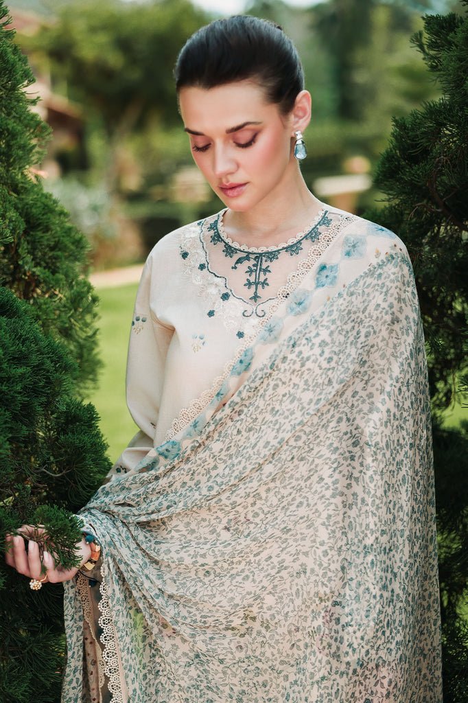 Cross Stitch | Eid Lawn Edit 26 | SUBTLE BEIGE-Brand:Cross Stitch-Type:Ladies Clothes-Ivory-Lawn-House of Maryam- Buy in UK, USA