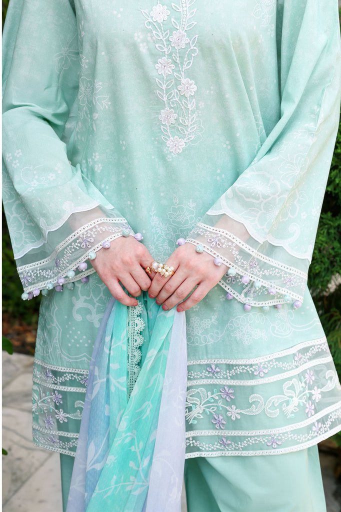 Cross Stitch | Eid Lawn Edit 26 | SUMMER BREEZE-Brand:Cross Stitch-Type:Ladies Clothes-Mint-Lawn-House of Maryam- Buy in UK, USA