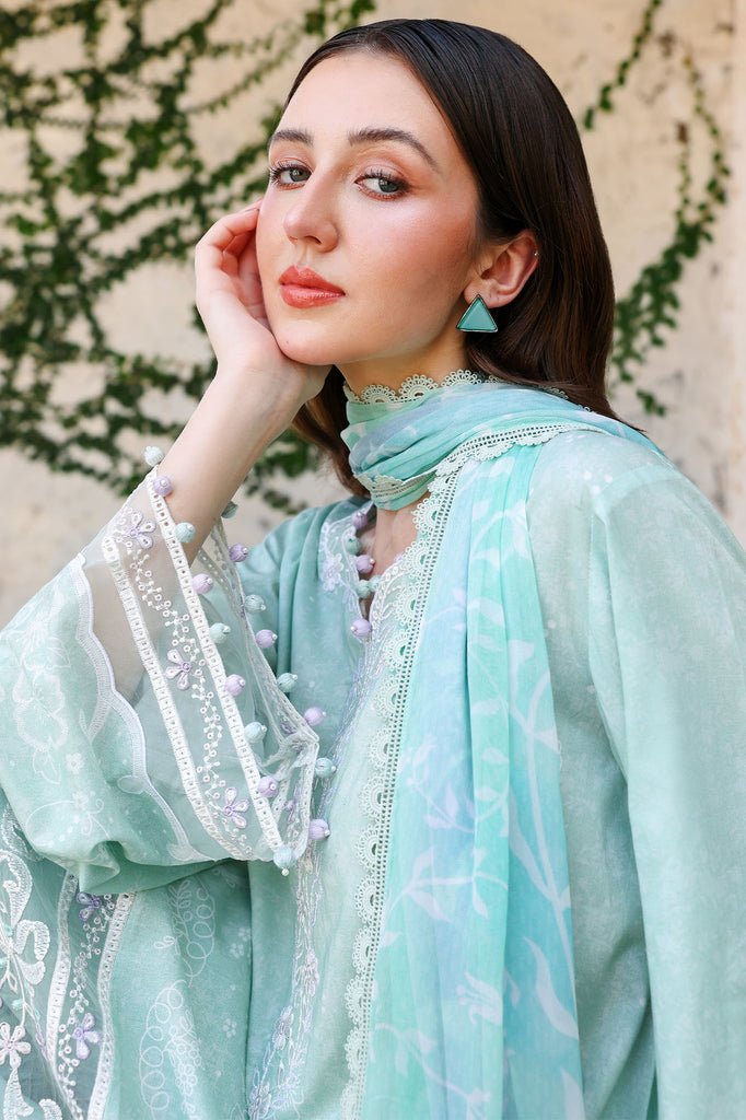 Cross Stitch | Eid Lawn Edit 26 | SUMMER BREEZE-Brand:Cross Stitch-Type:Ladies Clothes-Mint-Lawn-House of Maryam- Buy in UK, USA