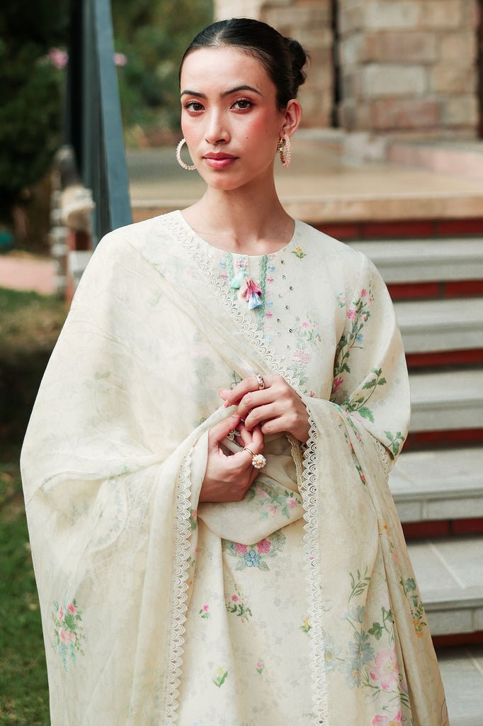 Cross Stitch | Eid Lawn Edit 26 | TROPIC MIST-Brand:Cross Stitch-Type:Ladies Clothes-Ivory-Lawn-House of Maryam- Buy in UK, USA
