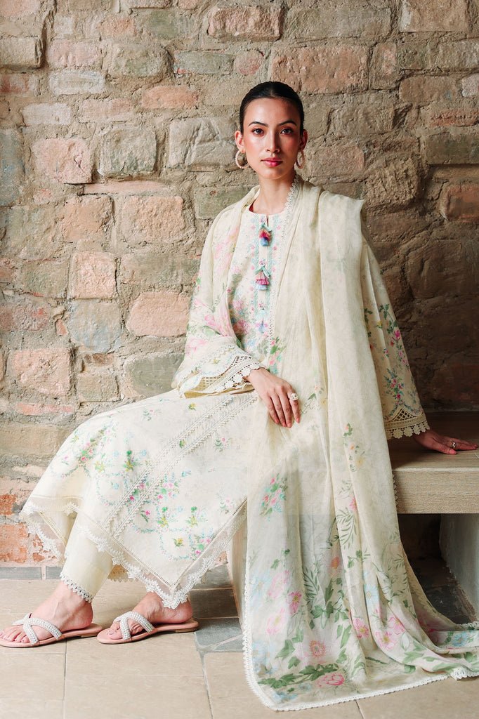 Cross Stitch | Eid Lawn Edit 26 | TROPIC MIST-Brand:Cross Stitch-Type:Ladies Clothes-Ivory-Lawn-House of Maryam- Buy in UK, USA