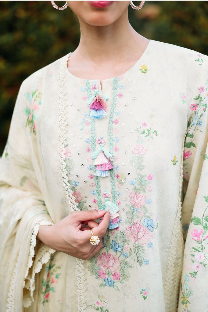 Cross Stitch | Eid Lawn Edit 26 | TROPIC MIST-Brand:Cross Stitch-Type:Ladies Clothes-Ivory-Lawn-House of Maryam- Buy in UK, USA