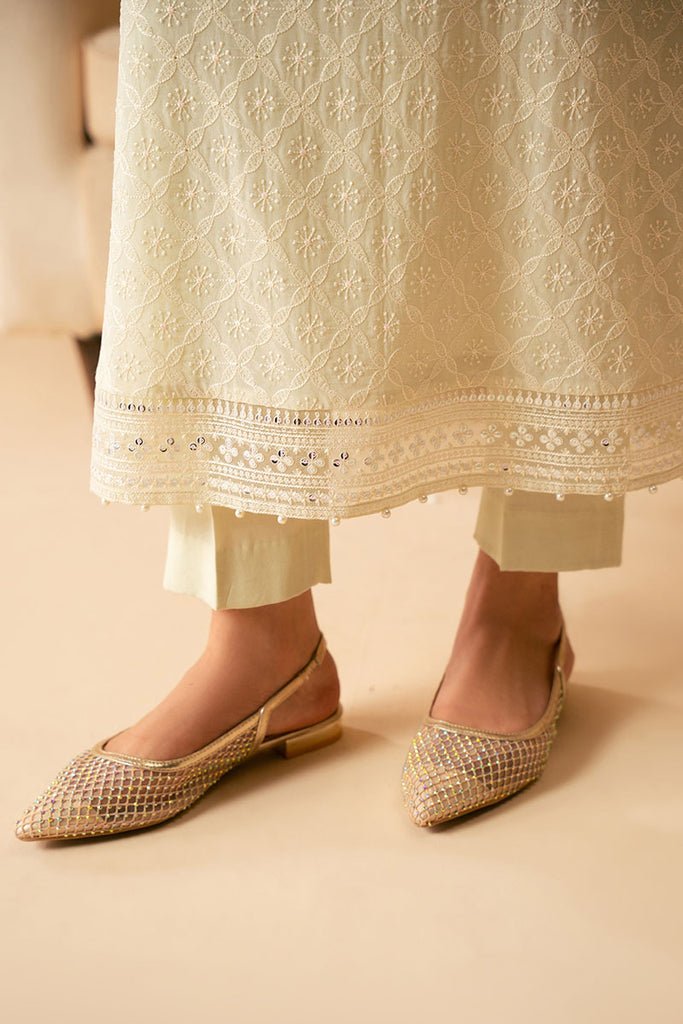 Cross Stitch | Luxe Atelier 25 | SOFT BREEZE-Brand:Cross Stitch-Type:Ladies Clothes-Off White-Chiffon-House of Maryam- Buy in UK, USA