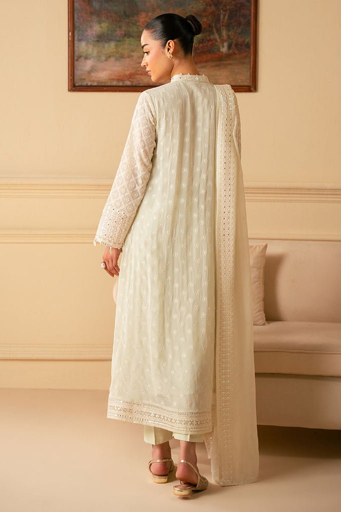 Cross Stitch | Luxe Atelier 25 | SOFT BREEZE-Brand:Cross Stitch-Type:Ladies Clothes-Off White-Chiffon-House of Maryam- Buy in UK, USA