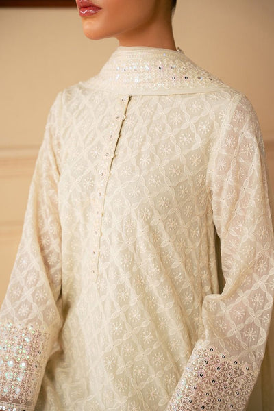 Cross Stitch | Luxe Atelier 25 | SOFT BREEZE-Brand:Cross Stitch-Type:Ladies Clothes-Off White-Chiffon-House of Maryam- Buy in UK, USA