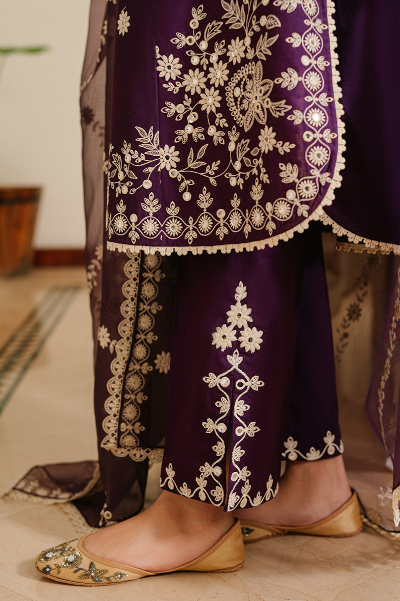 Cross Stitch | Eid Lawn 24 | PLUM GRAIN by Cross Stitch - House of Maryam