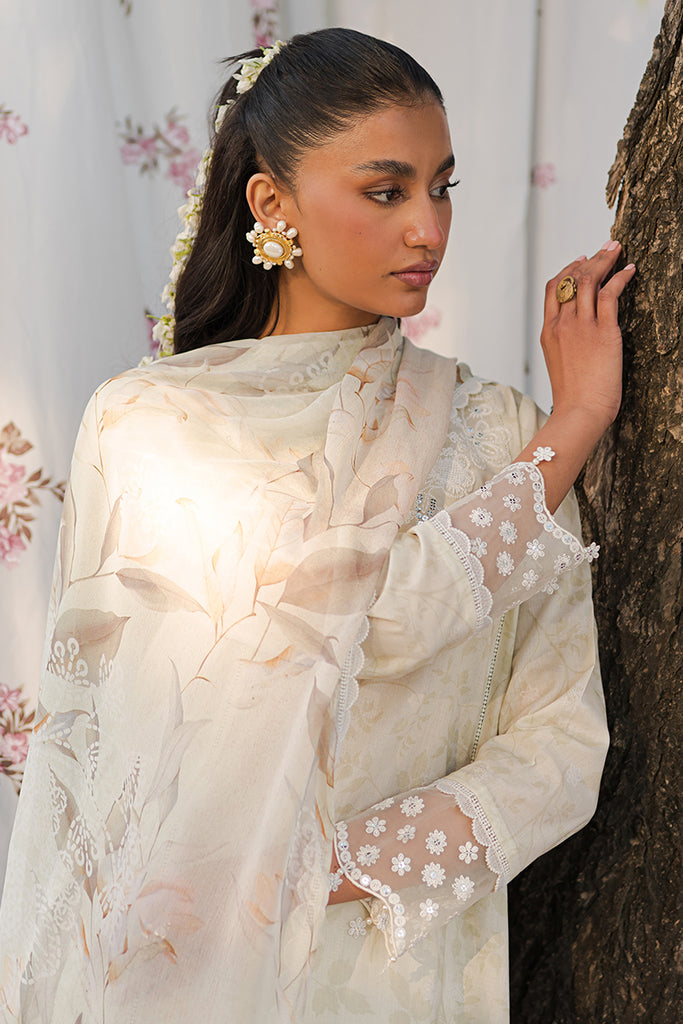 Cross Stitch | Eid Lawn 24 | WHISPERING WHITE by Cross Stitch - House of Maryam