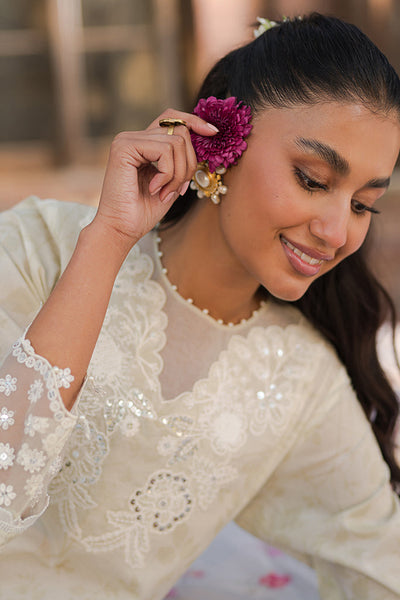 Cross Stitch | Eid Lawn 24 | WHISPERING WHITE -  Cross Stitch Luxury - Original Designer Dress - House of Maryam