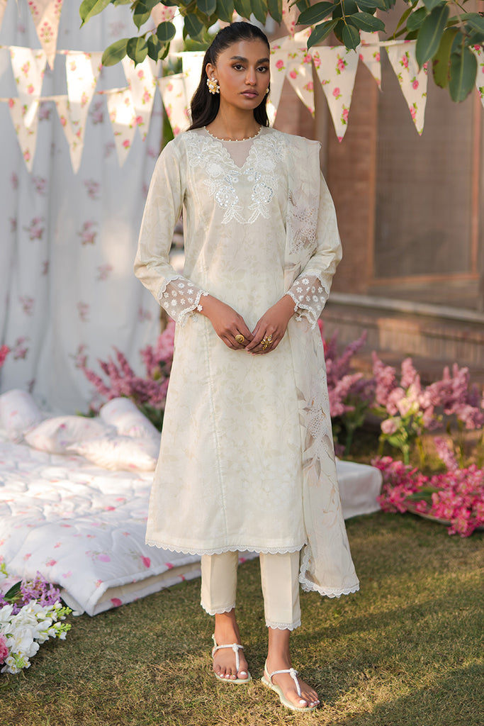 Cross Stitch | Eid Lawn 24 | WHISPERING WHITE -  Cross Stitch Luxury - Original Designer Dress - House of Maryam