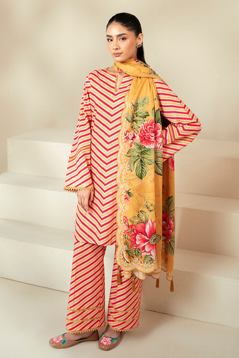 Cross Stitch | Daily Lawn 24 | GOLDEN ROSADO-3 PIECE LAWN SUIT by Cross Stitch - House of Maryam