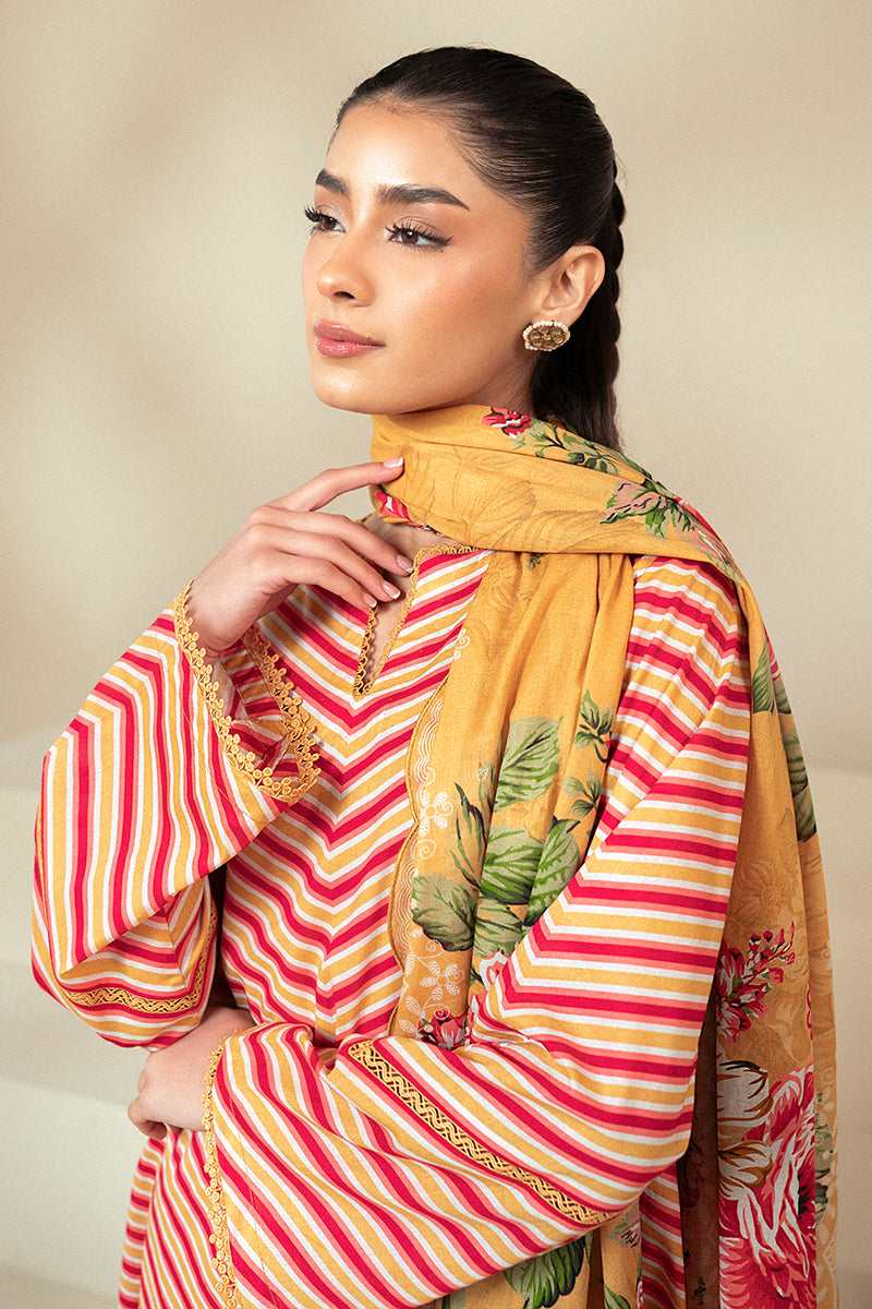 Cross Stitch | Daily Lawn 24 | GOLDEN ROSADO-3 PIECE LAWN SUIT -  Cross Stitch Casuals - Original Designer Dress - House of Maryam