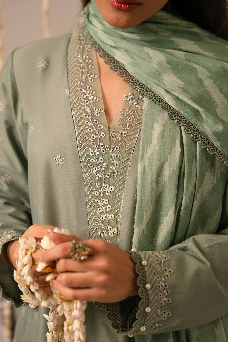 Cross Stitch | Mahiri Embroidered Collection 24 | Sage Green -  Cross Stitch Luxury - Original Designer Dress - House of Maryam
