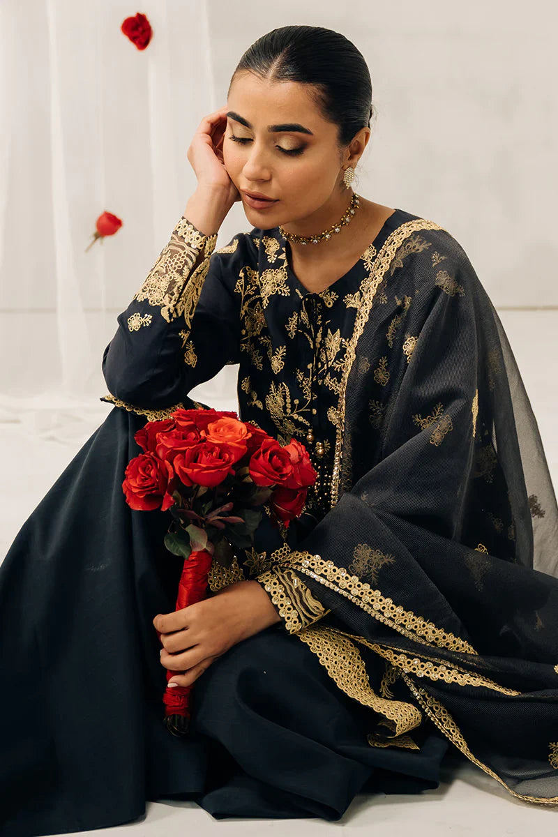 Cross Stitch | Luxe Atelier 24 | Charcoal Tint by Designer Cross Stitch - House of Maryam - Pakistani Designer Ethnic Wear in {{ shop.shopifyCountryName }}