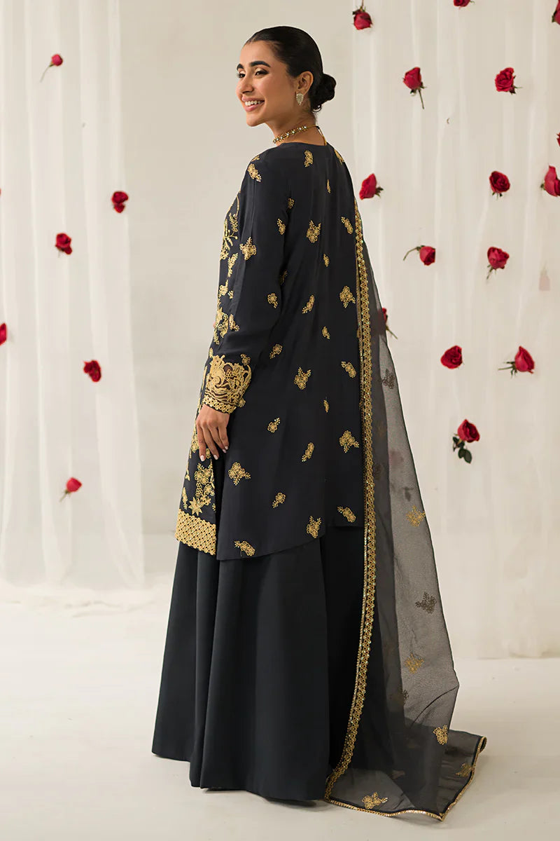 Cross Stitch | Luxe Atelier 24 | Charcoal Tint by Designer Cross Stitch - House of Maryam - Pakistani Designer Ethnic Wear in {{ shop.shopifyCountryName }}