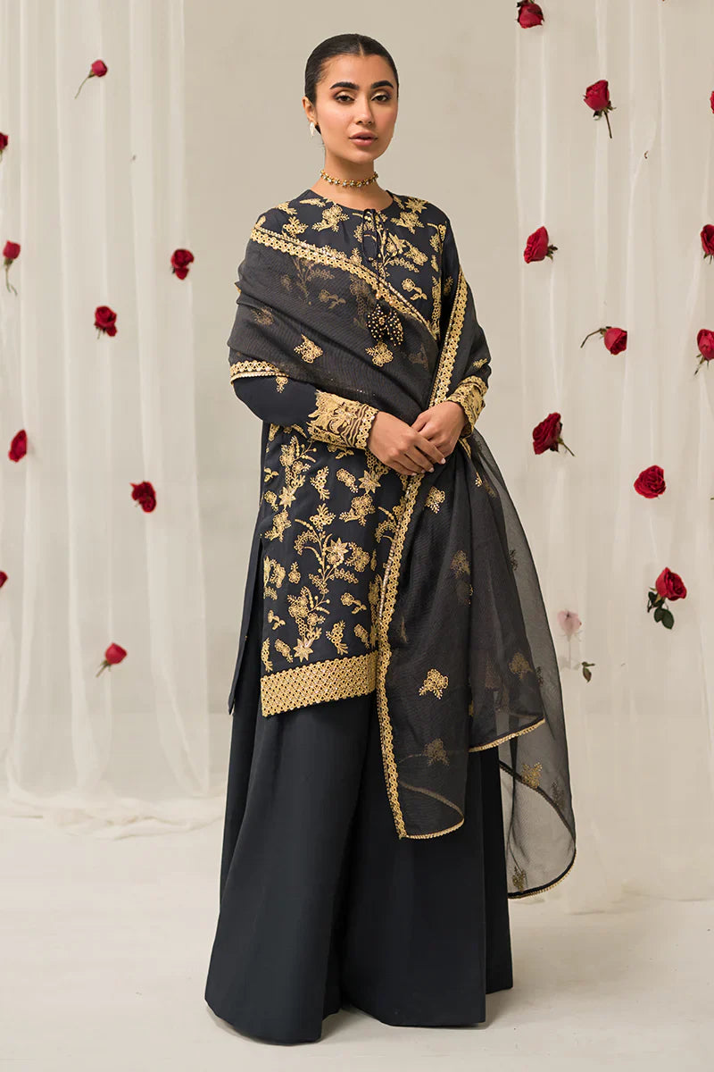 Cross Stitch | Luxe Atelier 24 | Charcoal Tint by Designer Cross Stitch - House of Maryam - Pakistani Designer Ethnic Wear in {{ shop.shopifyCountryName }}