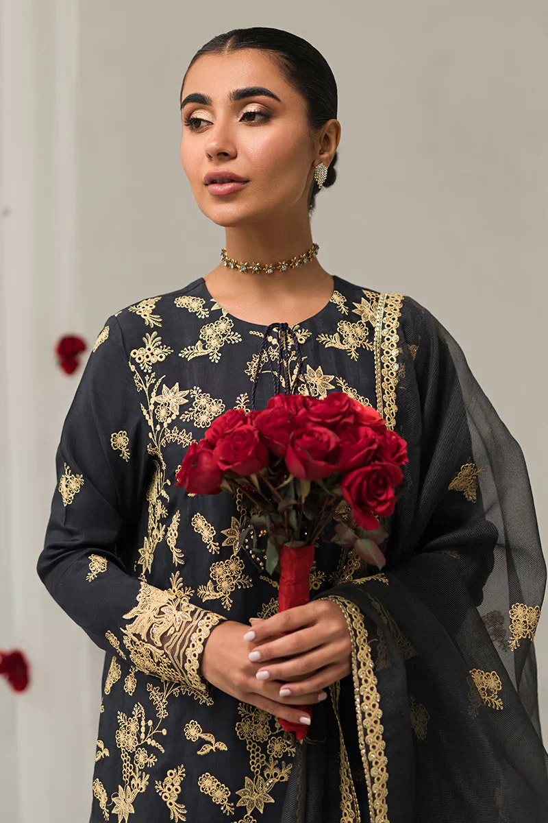 Cross Stitch | Luxe Atelier 24 | Charcoal Tint -  Cross Stitch Luxury - Original Designer Dress - House of Maryam
