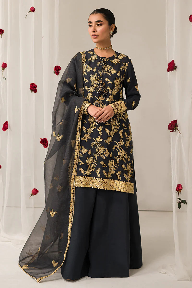 Cross Stitch | Luxe Atelier 24 | Charcoal Tint by Designer Cross Stitch - House of Maryam - Pakistani Designer Ethnic Wear in {{ shop.shopifyCountryName }}