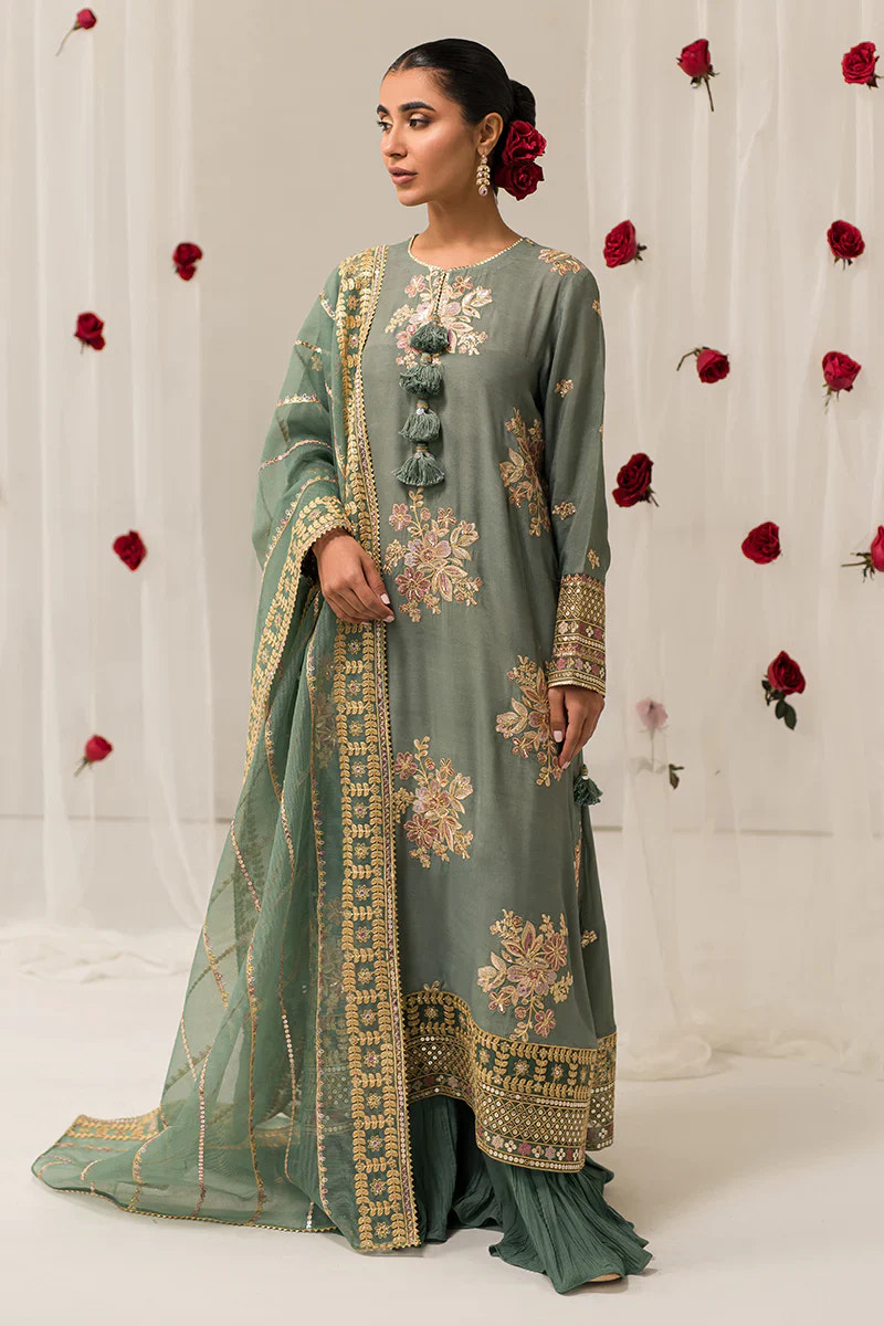 Cross Stitch | Luxe Atelier 24 | Garland Sage -  Cross Stitch Luxury - Original Designer Dress - House of Maryam