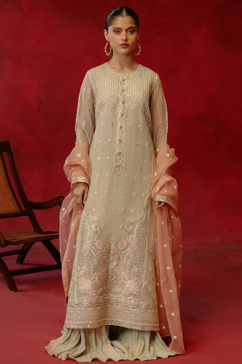 Cross Stitch | Luxe Atelier 24 | Pistachio Dawn -  Cross Stitch Luxury - Original Designer Dress - House of Maryam