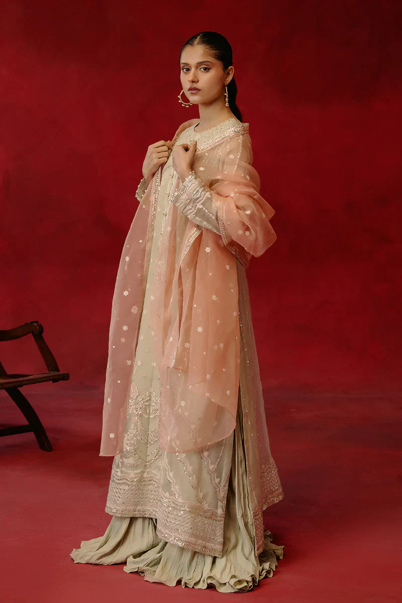 Cross Stitch | Luxe Atelier 24 | Pistachio Dawn -  Cross Stitch Luxury - Original Designer Dress - House of Maryam