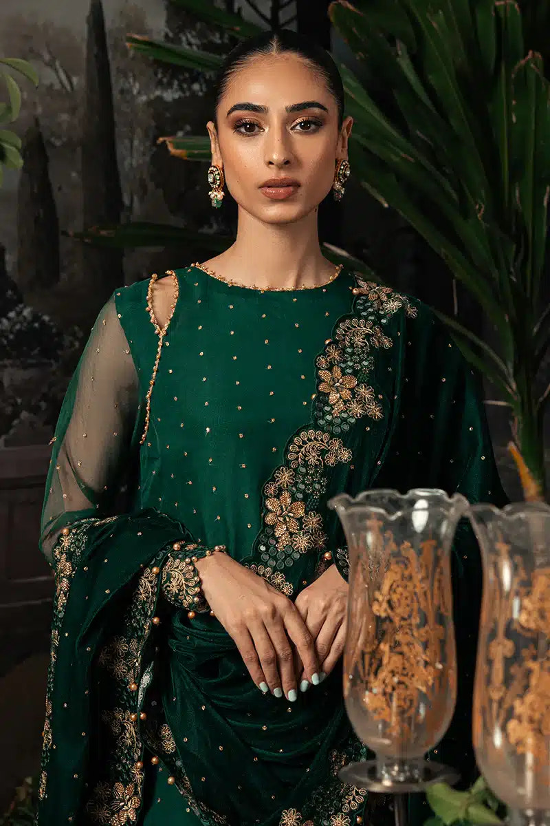 Cross Stitch | Luxe Atelier 23 | SAGE GREEN -  Cross Stitch Formal - Original Designer Dress - House of Maryam