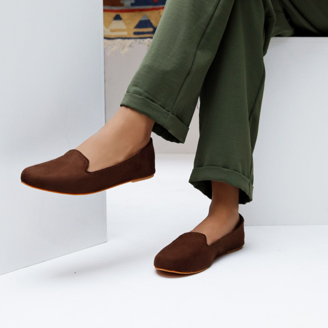 Chocolate Brown Loafers by House of Maryam - House of Maryam