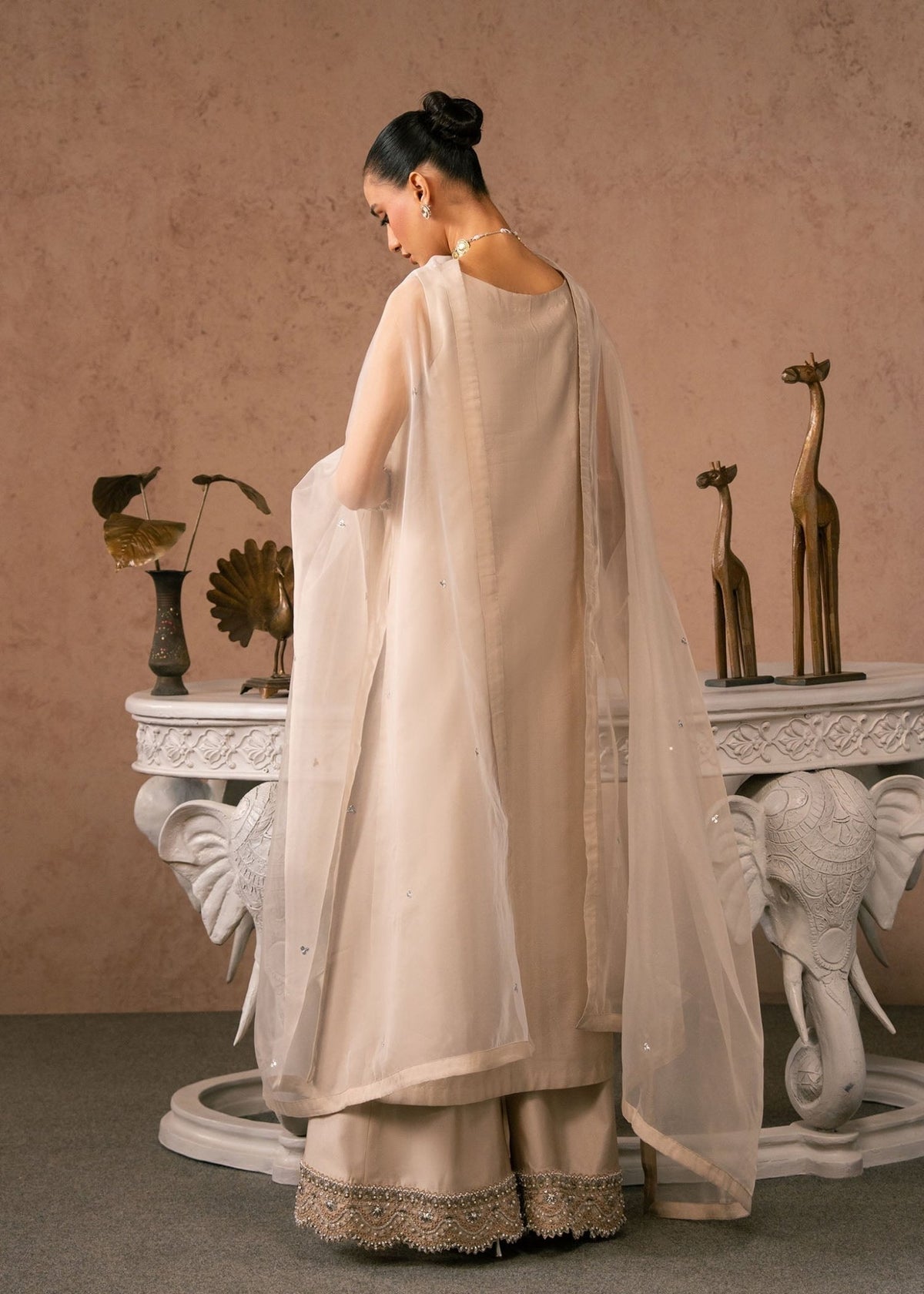 Dastoor | Amelia Luxury Pret 26 | Anaya-Brand:Dastoor-Type:Ladies Clothes-Beige-Tissue Silk-House of Maryam- Buy in UK, USA