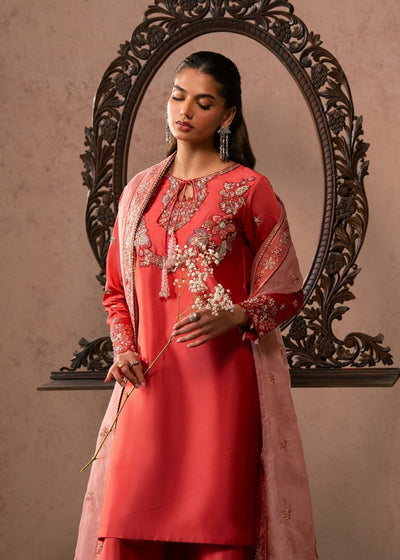 Dastoor | Amelia Luxury Pret 26 | Lucia-Brand:Dastoor-Type:Ladies Clothes-Redish Orange-Tissue Silk-House of Maryam- Buy in UK, USA