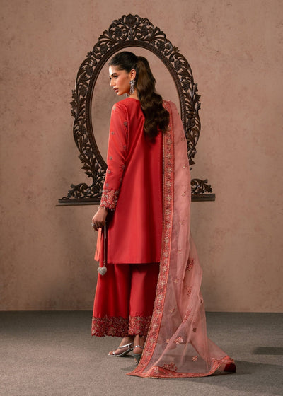 Dastoor | Amelia Luxury Pret 26 | Lucia-Brand:Dastoor-Type:Ladies Clothes-Redish Orange-Tissue Silk-House of Maryam- Buy in UK, USA