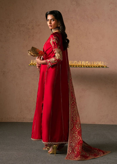 Dastoor | Amelia Luxury Pret 26 | Lyra-Brand:Dastoor-Type:Ladies Clothes-Cherry Red-Tissue Silk-House of Maryam- Buy in UK, USA