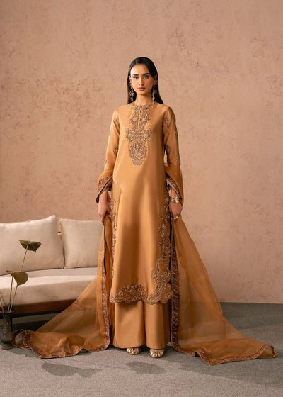 Dastoor | Amelia Luxury Pret 26 | Soleia-Brand:Dastoor-Type:Ladies Clothes-Mustard-Tissue Silk-House of Maryam- Buy in UK, USA