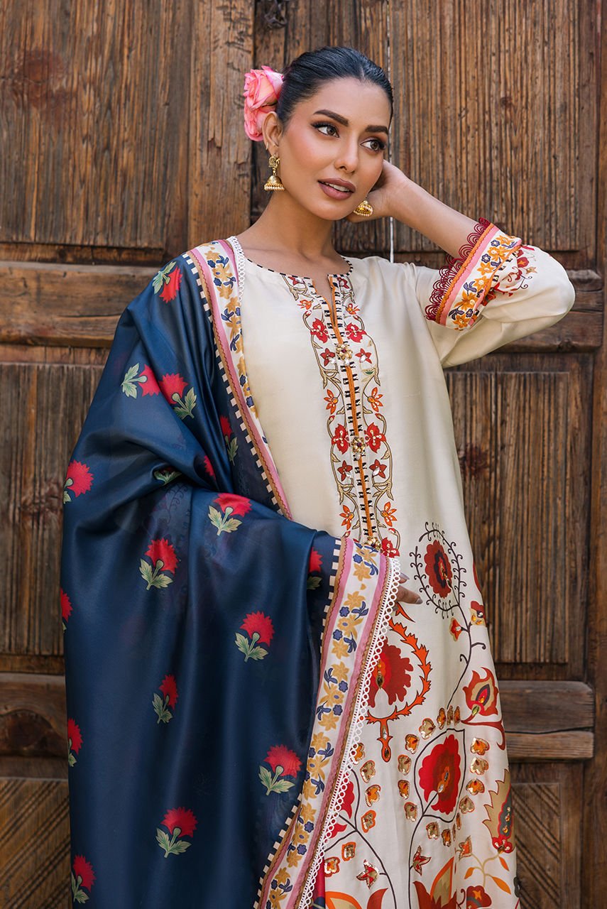 Deepak Perwani | Eid Edit 25 | KUD03-Brand:Deepak Perwani-Type:Ladies Clothes-Off White-Pure Silk-House of Maryam- Buy in UK, USA