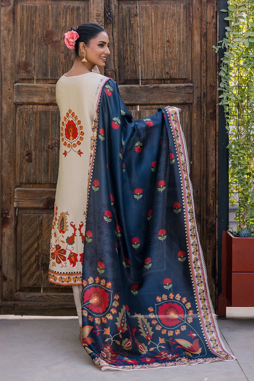 Deepak Perwani | Eid Edit 25 | KUD03-Brand:Deepak Perwani-Type:Ladies Clothes-Off White-Pure Silk-House of Maryam- Buy in UK, USA