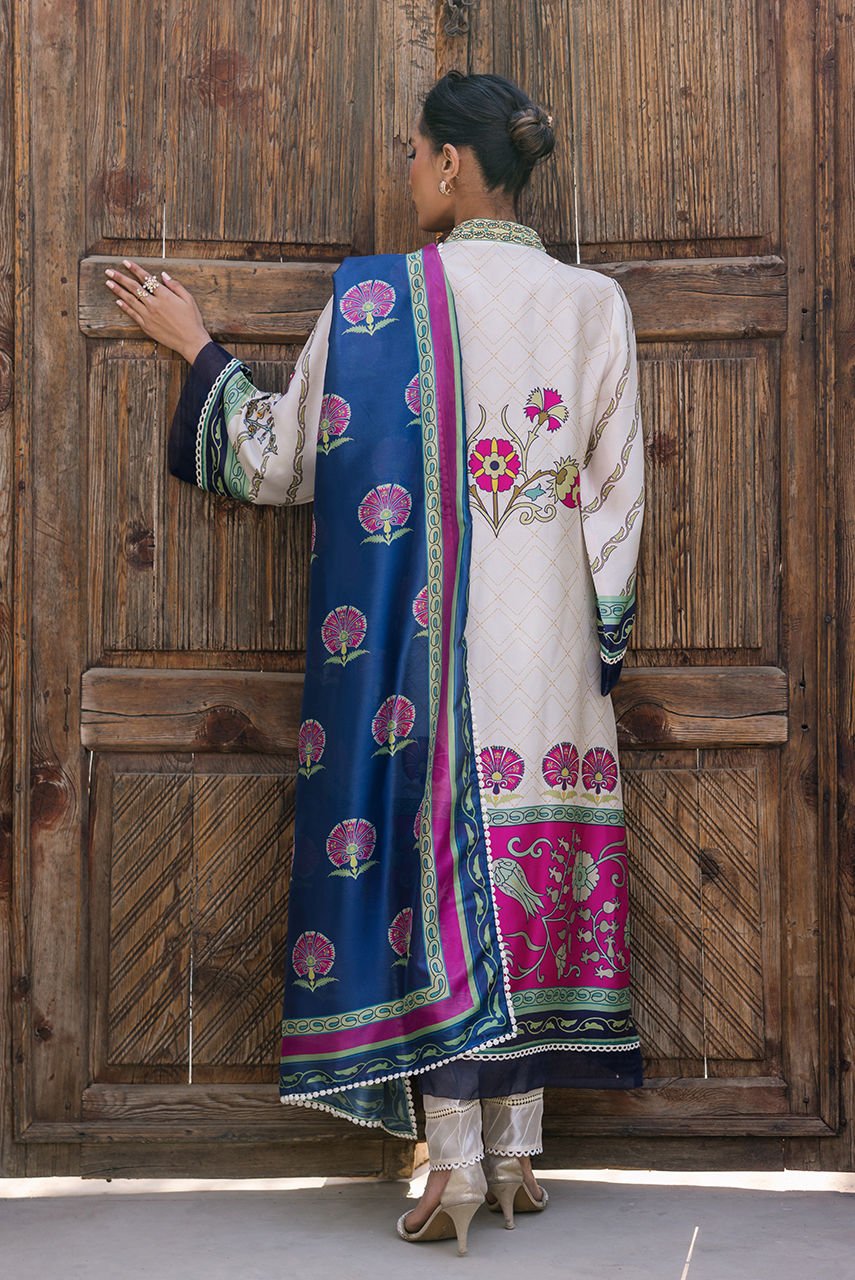 Deepak Perwani | Eid Edit 25 | KUD04-Brand:Deepak Perwani-Type:Ladies Clothes-Off White-Pure Silk-House of Maryam- Buy in UK, USA
