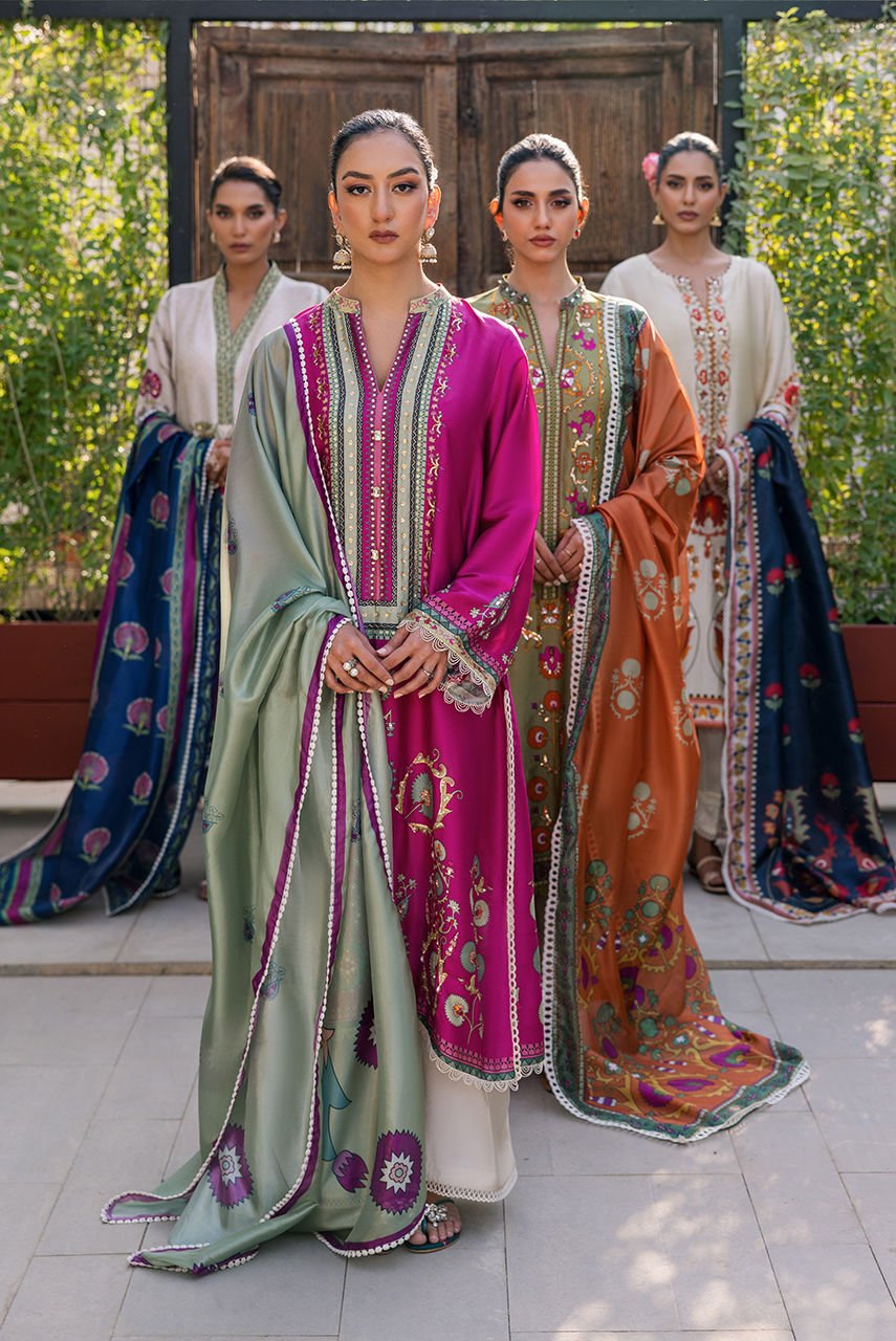 Deepak Perwani | Eid Edit 25 | KUD05-Brand:Deepak Perwani-Type:Ladies Clothes-Magenta-Pure Silk-House of Maryam- Buy in UK, USA