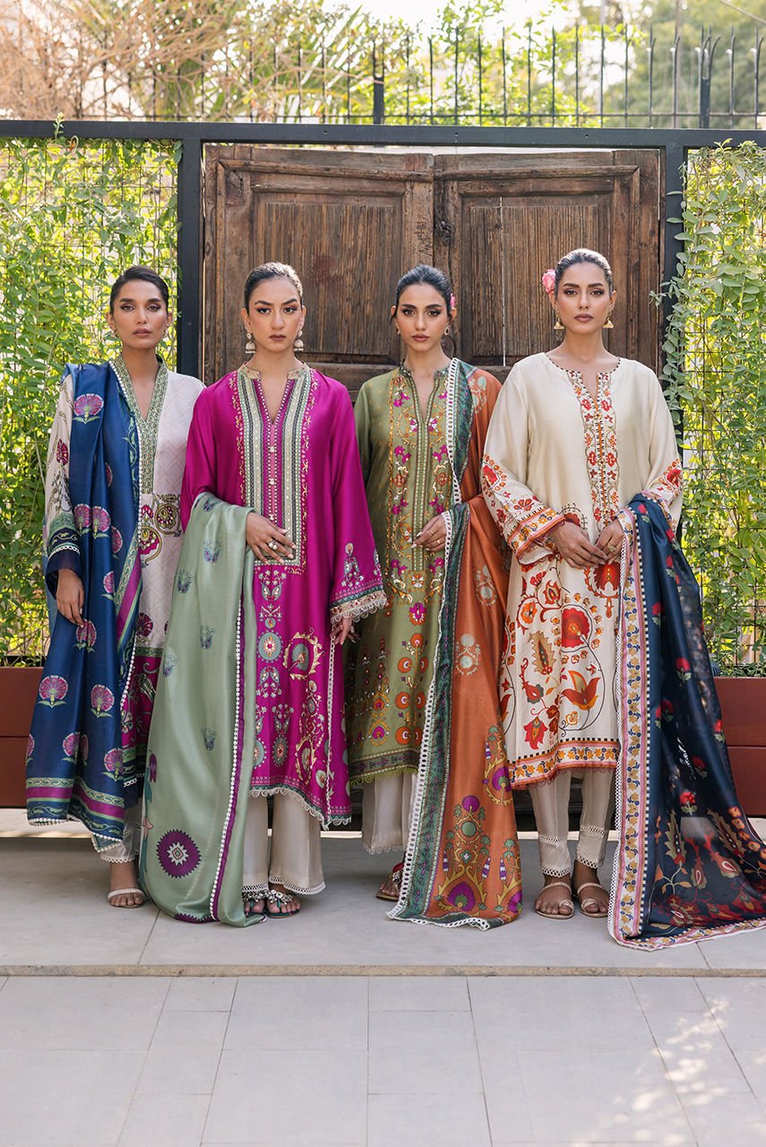 Deepak Perwani | Eid Edit 25 | KUD05-Brand:Deepak Perwani-Type:Ladies Clothes-Magenta-Pure Silk-House of Maryam- Buy in UK, USA
