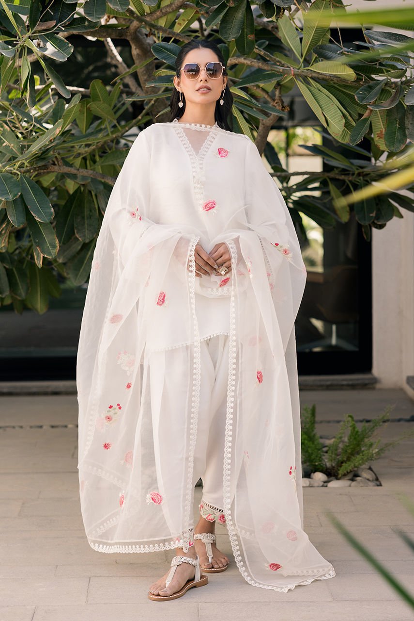 Deepak Perwani | Eid Edit 25 | Kut317-Brand:Deepak Perwani-Type:Ladies Clothes-White-Sheesha Silk-House of Maryam- Buy in UK, USA