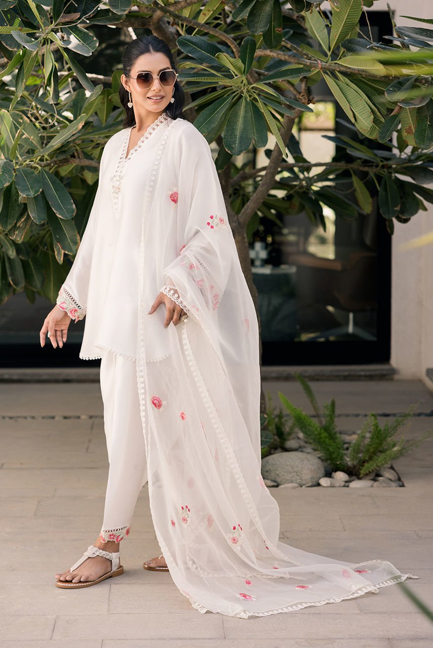 Deepak Perwani | Eid Edit 25 | Kut317-Brand:Deepak Perwani-Type:Ladies Clothes-White-Sheesha Silk-House of Maryam- Buy in UK, USA