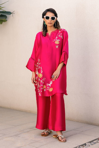 Deepak Perwani | Eid Edit 25 | Kut319-Brand:Deepak Perwani-Type:Ladies Clothes-Hot Pink-Sheesha Silk-House of Maryam- Buy in UK, USA